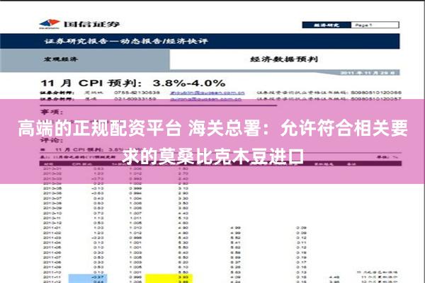 高端的正规配资平台 海关总署：允许符合相关要求的莫桑比克木豆进口