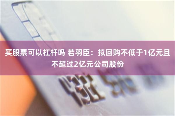 买股票可以杠杆吗 若羽臣：拟回购不低于1亿元且不超过2亿元公司股份