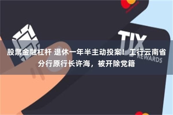 股票金融杠杆 退休一年半主动投案！工行云南省分行原行长许海，被开除党籍