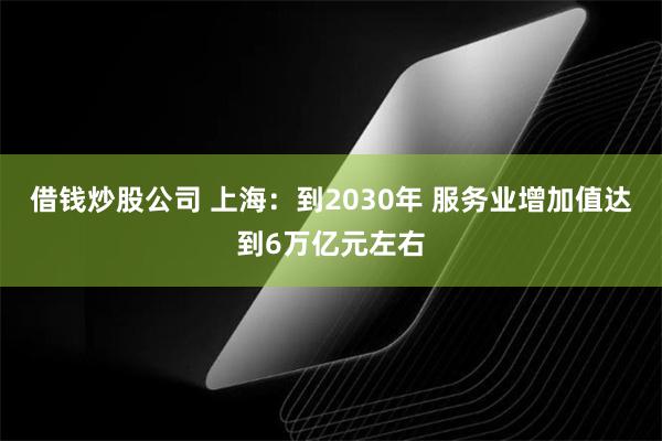 借钱炒股公司 上海：到2030年 服务业增加值达到6万亿元左右