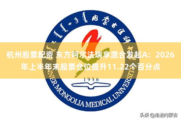 杭州股票配资 东方阿尔法瑞享混合发起A：2026年上半年末股票仓位提升11.22个百分点