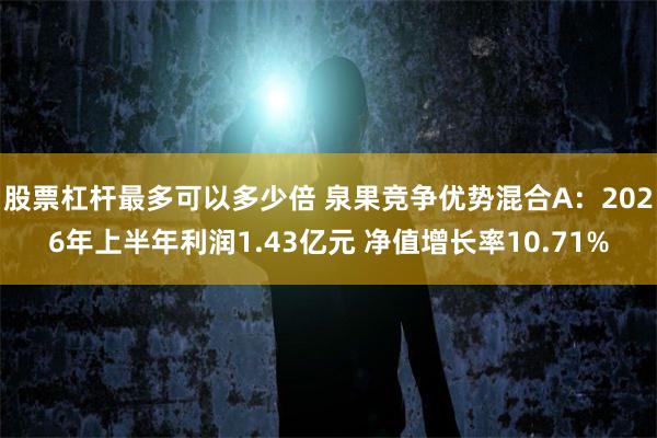 股票杠杆最多可以多少倍 泉果竞争优势混合A：2026年上半年利润1.43亿元 净值增长率10.71%