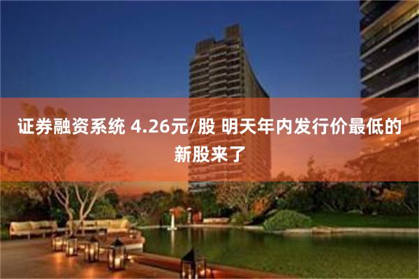 证券融资系统 4.26元/股 明天年内发行价最低的新股来了