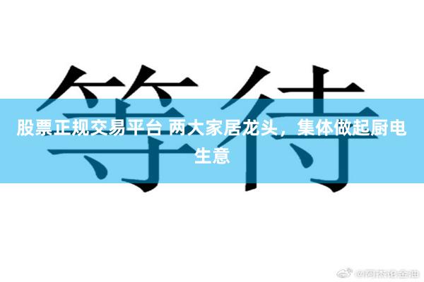 股票正规交易平台 两大家居龙头，集体做起厨电生意